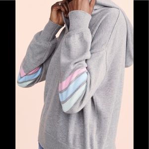 Spiritual Gangster Gray Sweater with Pastel Stripes